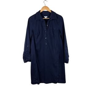 J. Jill Womens Live in Chino Shirt Dress Blue Size 12 Pockets Knee Length Office